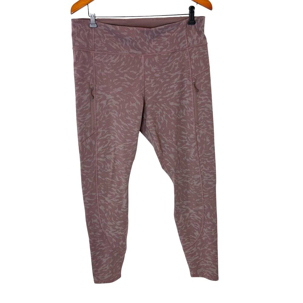 Athleta - Rainier High Rise Reflective Printed Tights Leggings - Mauve - Size XL